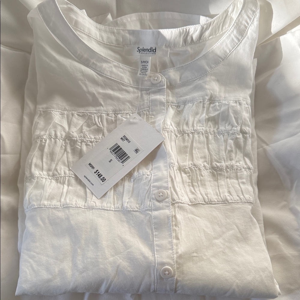 Splendid Collection Button-Up Ruffle Blouse R13A - Picture 8 of 9